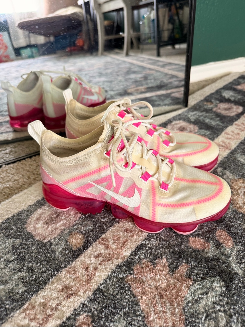 Nike Cream and Hot Pink VaporMax Women's Running Shoes